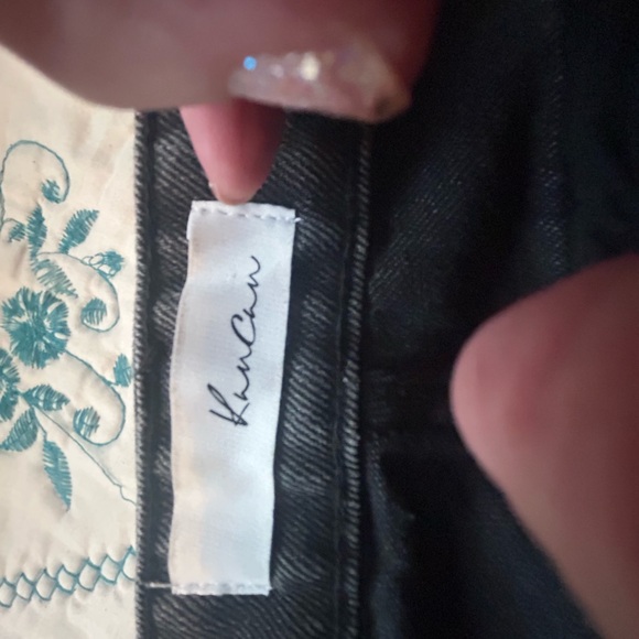 Black plaid patch jeans Kancan - Picture 3 of 4